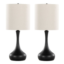 Genie 24" Contemporary Metal Table Lamp in Matte Black Metal with Oatmeal Linen Shade From Grandview Gallery- Set of 2 — pair view