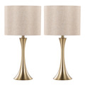 Lenuxe 24" Contemporary Metal Table Lamp in Gold Metal with Golden Metallic Linen Shade From Grandview Gallery- Set of 2 — pair view