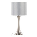 Lenuxe table in Brushed Nickel, Grey Sparkly Linen, Silver Metallic Threading, product view
