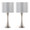 Lenuxe 24" Contemporary Metal Table Lamp in Brushed Nickel and Grey Sparkly Linen Shade with Silver Metallic Threading From Grandview Gallery- Set of 2 — pair view