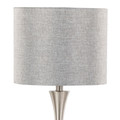 Lenuxe table in Polished Nickel, Grey Sparkly Linen, Silver Metallic Threading, close-up detail