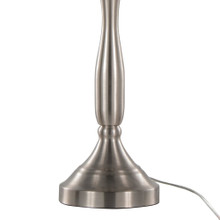 Sawyer table in Brushed Nickel, White Linen, close-up detail