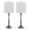 Sawyer table in Brushed Nickel, White Linen, coordinated set view