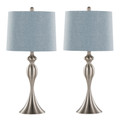 Ashland 27" Contemporary Metal Table Lamp in Brushed Nickel with Light Blue Linen Shade From Grandview Gallery- Set of 2 — pair view