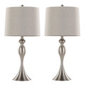 Ashland 27" Contemporary Metal Table Lamp in Brushed Nickel with Light Grey Textured Linen Shade From Grandview Gallery- Set of 2 — pair view