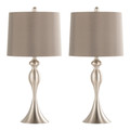 Ashland 27" Contemporary Metal Table Lamp in Brushed Nickel with Taupe Satin Shade From Grandview Gallery- Set of 2 — pair view