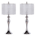 Ashland 27" Contemporary Metal Table Lamp in Polished Nickel with Round Clear K9 Crystal Beads and Polished Nickel Shade From Grandview Gallery- Set of 2 — pair view