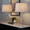 Geo table in Polished Nickel, White Linen