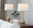 Cairo table in Brushed Nickel, White Linen, Silver Trim