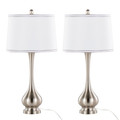 Cairo 28" Contemporary Metal Table Lamp in Brushed Nickel and White Linen Shade with Silver Trim From Grandview Gallery- Set of 2 — pair view