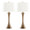 Lenuxe table in Matte Golden Bronze, Off-white Linen, coordinated set view