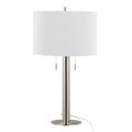 Masters table in Polished Nickel, White Linen, product view