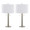 Masters table in Polished Nickel, White Linen, coordinated set view