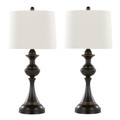 Montgomery 29" Contemporary Metal Table Lamp in Oil Rubbed Bronze with Off-white Linen Shade From Grandview Gallery- Set of 2 — pair view
