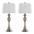 Ashland 30" Contemporary Metal Table Lamp in Brushed Nickel with White Linen Shade From Grandview Gallery- Set of 2 — pair view