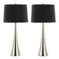 Diana 29" Contemporary Metal Table Lamp in Polished Nickel with Black Satin Shade From Grandview Gallery- Set of 2 — pair view