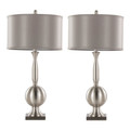 Joan 30" Contemporary Metal Table Lamp in Brushed Nickel with Grey Satin Shade From Grandview Gallery- Set of 2 — pair view