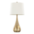 Pebble table in Gold Metal, White Linen, product view