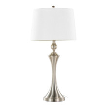 Flint table in Brushed Nickel, White Textured Slub Linen, product view