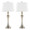 Flint table in Brushed Nickel, White Textured Slub Linen, coordinated set view