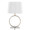 Moon table in White Marble, Gold Metal, White Linen, back view, featuring marble design and metal design