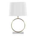 Moon Contemporary Table Lamp in White Marble, Gold Metal and White Shade — product view (photo 1)