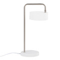 Puck table in White Metal, Nickel Metal, side view, featuring metal design