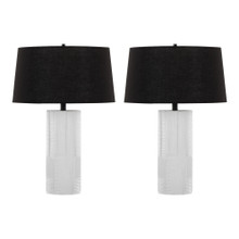 Petra 26" Contemporary Polyresin Table Lamp in Cream Polyresin and Black Metal with Black Linen Shade- Set of 2 — pair view