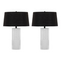 Petra 26" Contemporary Polyresin Table Lamp in Cream Polyresin and Black Metal with Black Linen Shade- Set of 2 — pair view