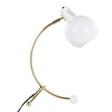 Orb lighting in Gold Metal, White Plastic, side view, featuring metal design