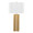Cosmo 28" Glam Table Lamp in Antique Brass and White Linen From Grandview — rear three-quarter view