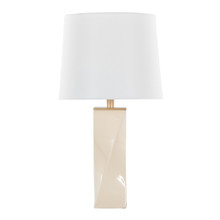 Curvo table in Cream Ceramic, White Shade, side view