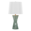 Curvo 27" Glam Ceramic Square Table Lamp in Sage Green Ceramic and White Linen — product view (photo 1)