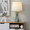 Curvo 27" Glam Ceramic Square Table Lamp in Sage Green Ceramic and White Linen — lifestyle photo 2