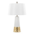 Penelope 22" Contemporary Ceramic Table Lamp with White & Gold Ceramic Body and White Shade — product view (photo 1)