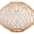 Nest pendant light in Natural Rattan, Matte White, close-up detail, featuring rattan design and metal design