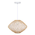 Nest Natural 10.5" Contemporary Rattan Pendant in Matte White Metal with Natural Rattan Shade From Grandview Gallery — product view