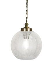11" Globe Contemporary Glass Pendant Lamp in Clear Crackle Glass Shade and Gold Plating '16 Accents From Grandview Gallery — product view (photo 1)