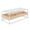 Display coffee table in White Steel, Natural Wood, Clear Glass, product view, featuring storage and glass top