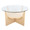 U-shaped coffee table in Natural Wood, Clear Glass, top view, featuring storage and glass top