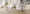 U-shaped Contemporary Coffee Table in Natural Wood and Clear Glass — lifestyle photo 6