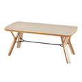 Folia coffee table in Natural Wood, back and side view, featuring wood frame