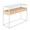 Display console table in White Steel, Natural Wood, Clear Glass, product view, featuring storage and glass top