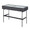 Emery console table in Black Steel, Black Wood, back and side view, featuring storage and glass top