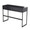 Franklin console table in Black Metal, Black Wood, back and side view, featuring storage
