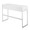 Franklin console table in White Metal, White Wood, back and side view, featuring storage
