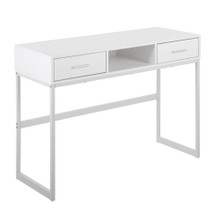 Franklin Contemporary Console Table in White Metal and White Wood — product view (photo 1)