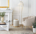 U-Shaped coffee table in White Wood, Clear Glass