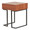 Roman end table in Black Metal, Walnut Wood, back and side view, featuring storage