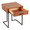 Roman end table in Black Metal, Walnut Wood, close-up detail, featuring storage